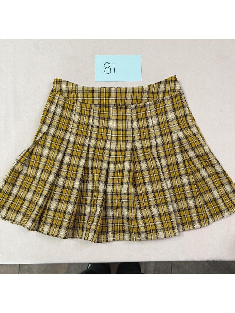 Fashion Yellow Plaid Pleated Mini Skirt Juniors Small